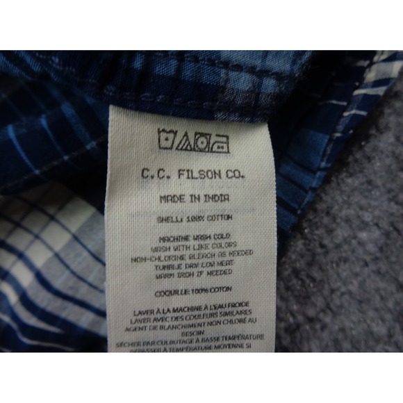 Filson Shirt Mens L Blue White Washed Feather Cloth Plaid Short Sleeve - Picture 9 of 13